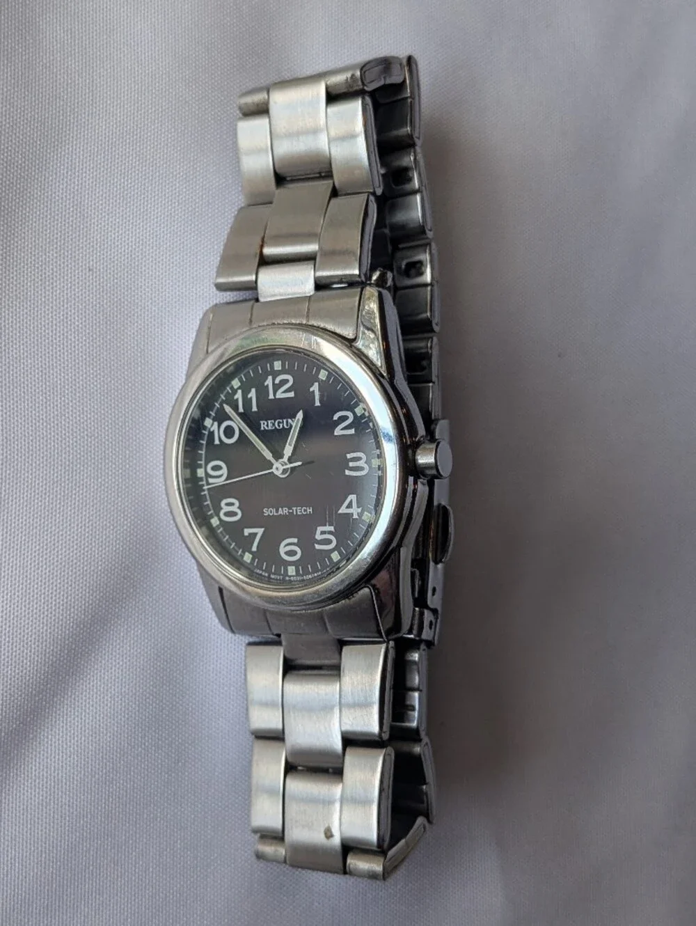 Citizen Reguno Watch Silver Tone Band Black Dial Stainless Steel E031-S038090